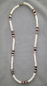 White Voluta Shell w/ Tan Bead Necklace 18