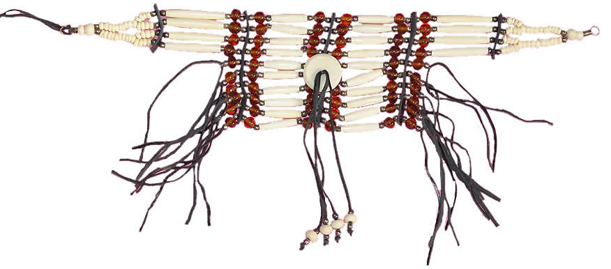 12 Long with 7 Leather String both side Amber Color Glass Beads