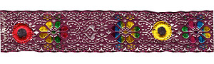 40mm Burgundy Base Jaquard ribbon With Multi Mirror