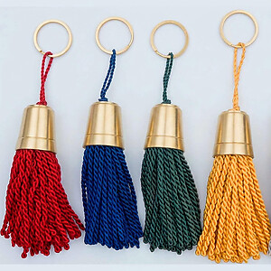 Brass Metal Key FOB Tassel with bullion fringe