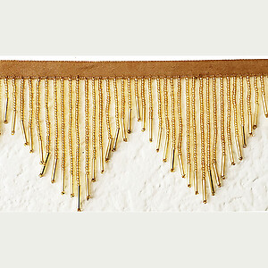 thumbnail image 2 of 6-Inch Bugle Seed Glass Bead Fringe Trim For Lampshades, Dresses, Or Drapery - Price Per Yard 2 of 5