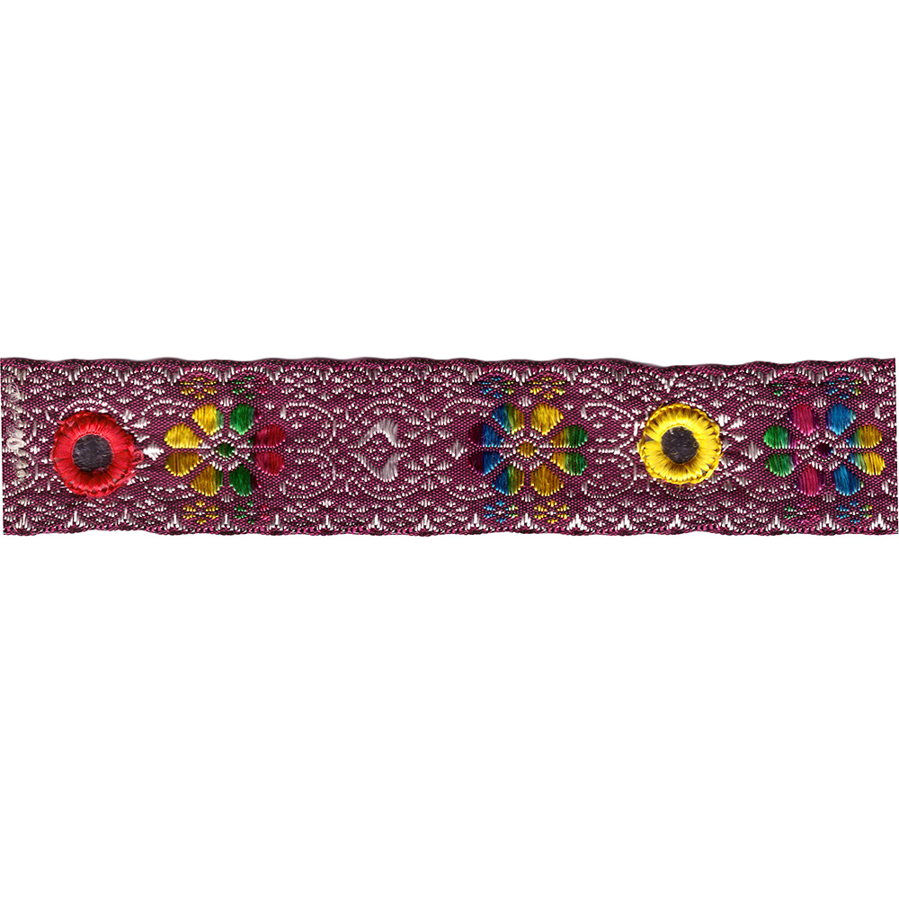 40mm Burgundy Base Jaquard ribbon With Multi Mirror