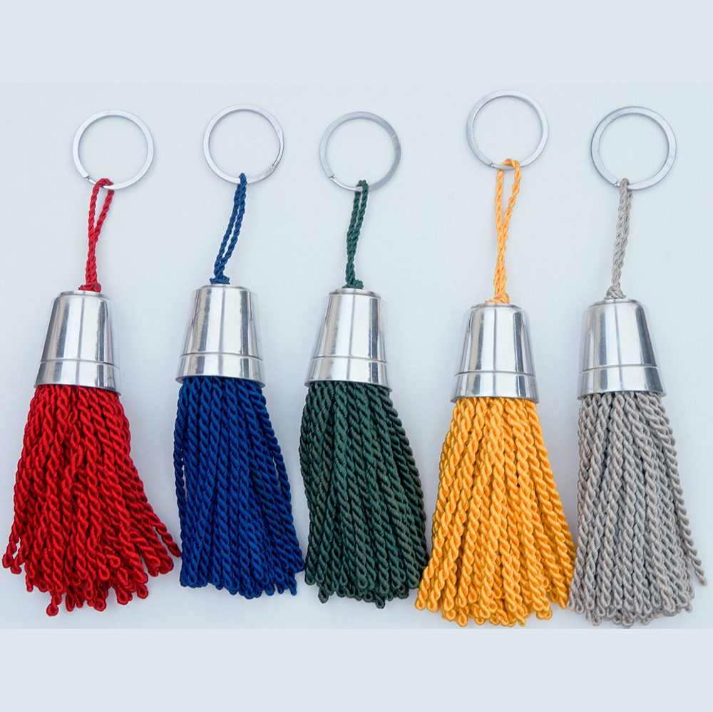 Metal Key Tassel with Bullion Fringe 4 inch tassel 1 Loop with 1 split ring