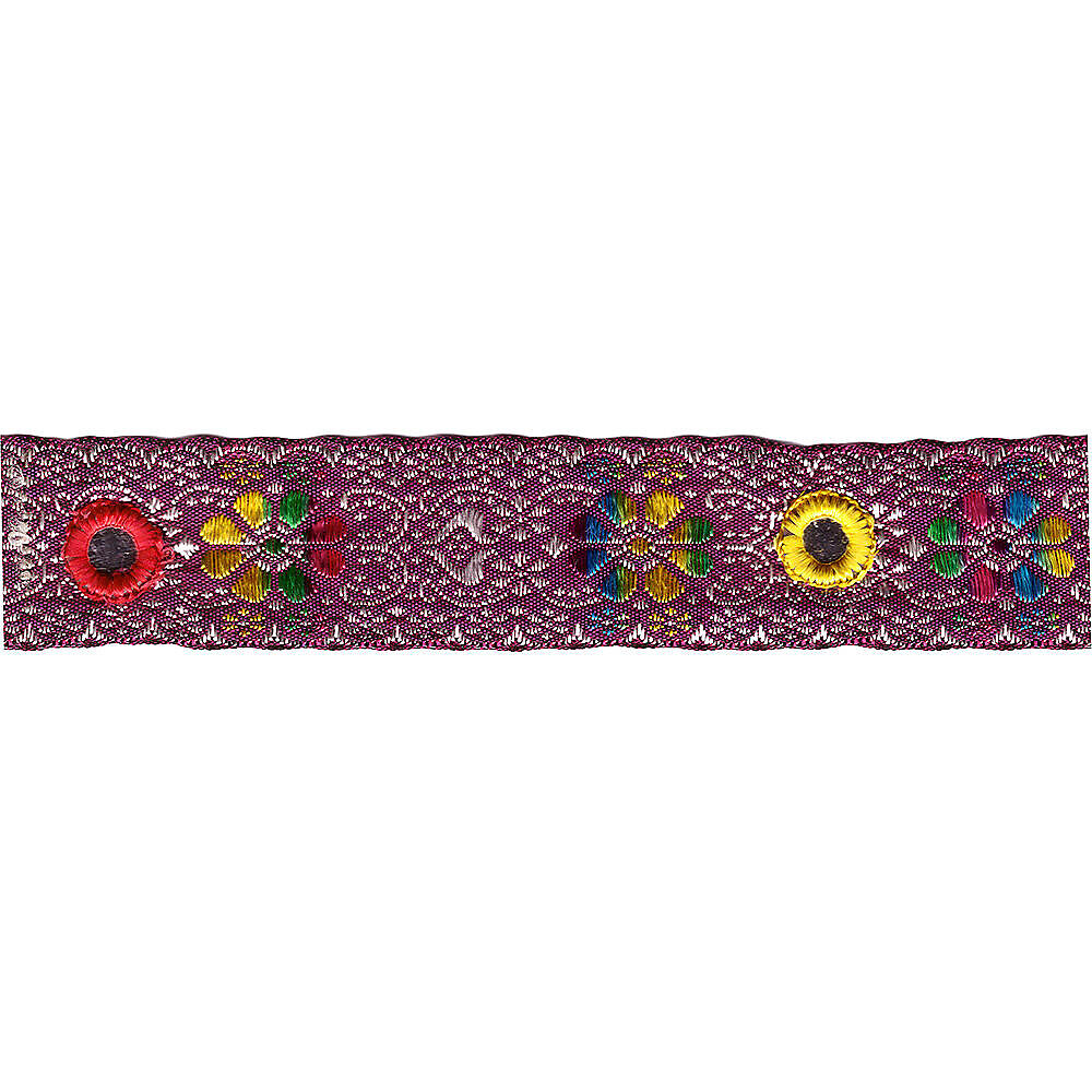 40mm Burgundy Base Jaquard ribbon With Multi Mirror